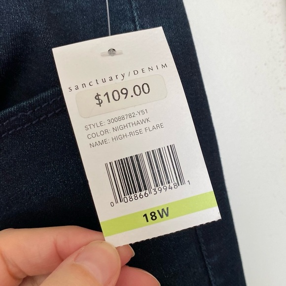 Sanctuary High Rise Demi Boot Flare Jeans in Nighthawk Size 18W - Picture 6 of 11